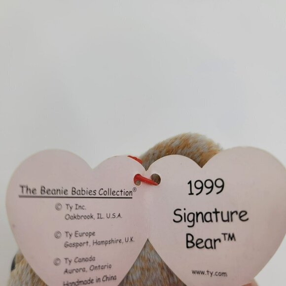 RARE Vintage Ty Inc. 1999 Signature Bear Beanie Baby With Tag Error 8" - Picture 6 of 10